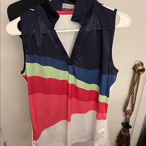 PGA Tour Sleeveless Colorblock V-Neck Tank in Navy, Blue, Lime, Red, Pink, White